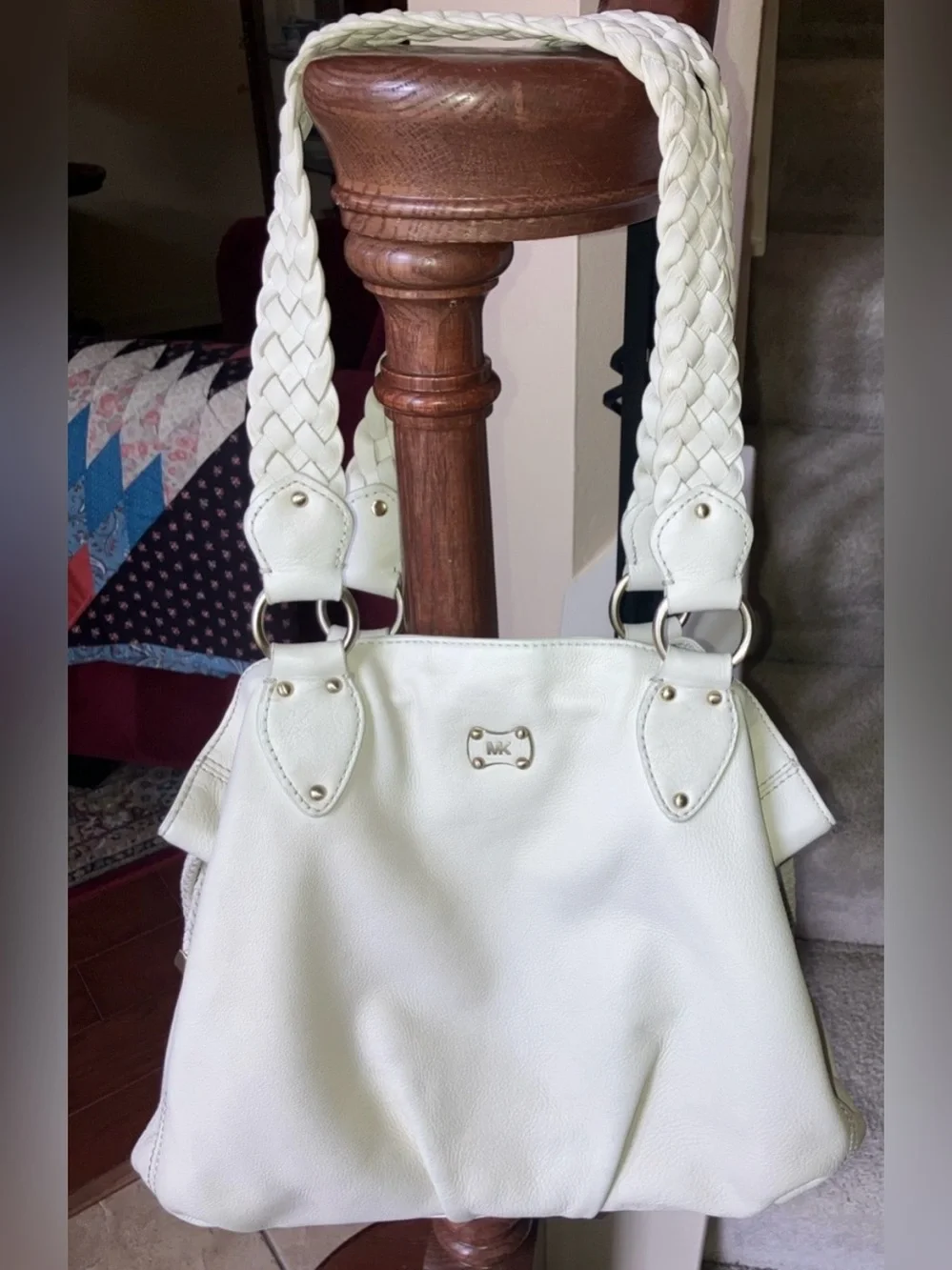 Michael Kors Leather Cream Hobo Bag